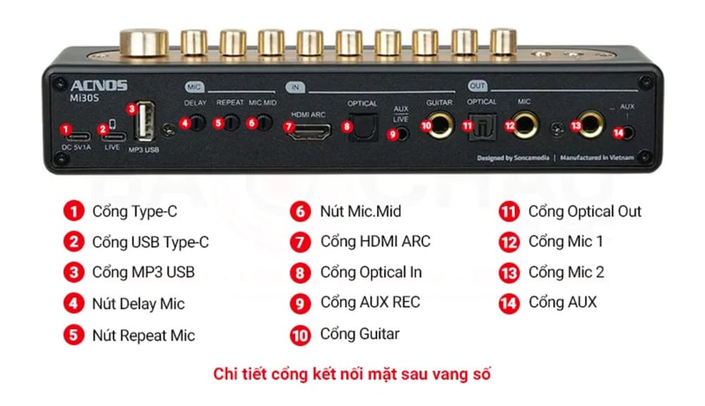 Vang số chỉnh cơ kèm micro Acnos Mi30S v2 Chính hãng mới 2024